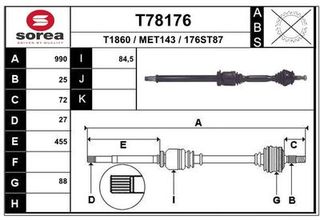 EAI T78176 Άξονας μετάδοσης κίνησης  MERCEDES BENZ