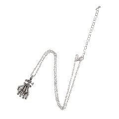 Skeleton Skull Hand Necklace-thumb-1