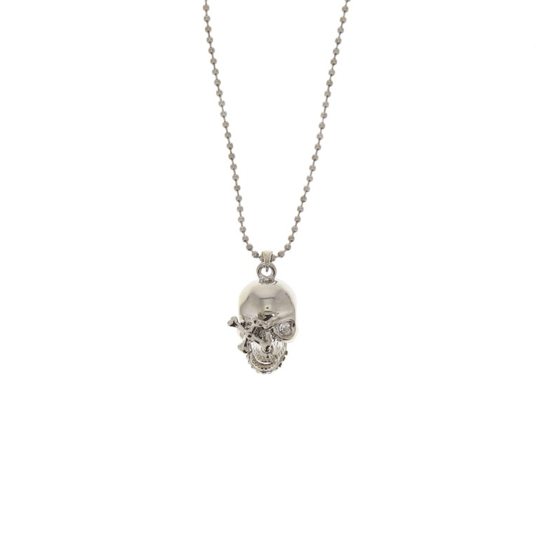 Silver Skull Necklace with Moving Jaw