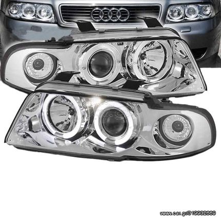 Μπροστινά Φανάρια Set Για Audi A4 B5 94-98 Angel Eyes Χρωμίου H1/H1 Sonar