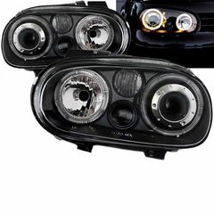 Μπροστινά Φανάρια Set Για Vw Golf IV (4) 97-03 Angel Eyes Μαύρα H7/H7/H3 Depo