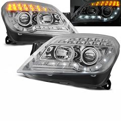 Μπροστινά Φανάρια Set Για Opel Astra H 04-09 DRL & Led Φλας Χρωμίου H1/H1 Manual JunYan