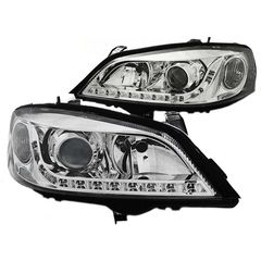 Μπροστινά Φανάρια Set Για Opel Astra G 97-04 DRL Χρωμίου H7/H7 Depo