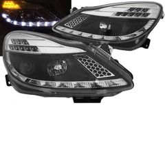 Μπροστινά Φανάρια Set Για Opel Corsa D 06-11 DRL & Led Φλας Χρωμίου H1/H1 JunYan