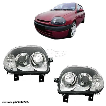 Μπροστινά Φανάρια Set Για Renault Clio 98-01 Projectors V6 Look Μαύρο/Χρώμιο H7/HB3 Depo