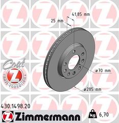 Δισκόπλακα ZIMMERMANN 430149820 για Opel Vectra C 1900cc CDTI 120ps 2004 2009