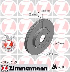 Δισκόπλακα ZIMMERMANN 430262120 για Chevrolet Cruze 2000cc CDI 163ps 2010