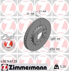 Δισκόπλακα ZIMMERMANN 430146120 για Daewoo Lanos 1600cc 16Valves 106ps 1997