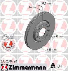Δισκόπλακα ZIMMERMANN 230231420 για Alfa Romeo Giulietta 1600cc JTDM 120ps 2015 Σήμερα