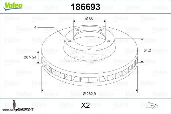 Δισκόπλακα VALEO 186693 για Citroen Berlingo Van 1600cc BlueHDI 120ps 2014 Σήμερα