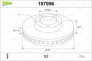 Δισκόπλακα VALEO 197096 για Kia Picanto 1100cc 65ps 2004