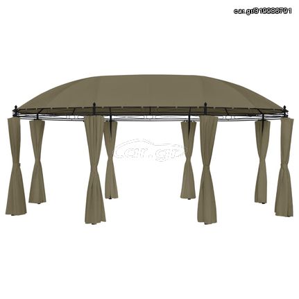 Κιόσκι με Κουρτίνες Taupe 520 x 349 x 255 εκ. 180 γρ./μ² - Μπεζ-Γκρι -