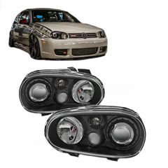 Μπροστινά Φανάρια Set Για Vw Golf IV (4) 97-03 R32 Look Projectors Μαύρα H7/H7/H3 Depo