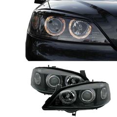 Μπροστινά Φανάρια Set Για Opel Astra G 97-04 Angel Eyes Μαύρα H7/H7 Depo