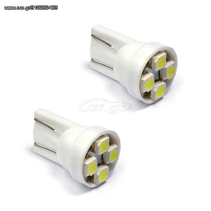 Λάμπες Led T10 12volt 4 Led Wedge Canbus Λευκό Φως 14192 2 Τεμάχια