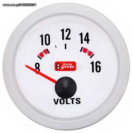 Βολτόμετρο Auto Gauge Λευκό 52mm 12 Volt