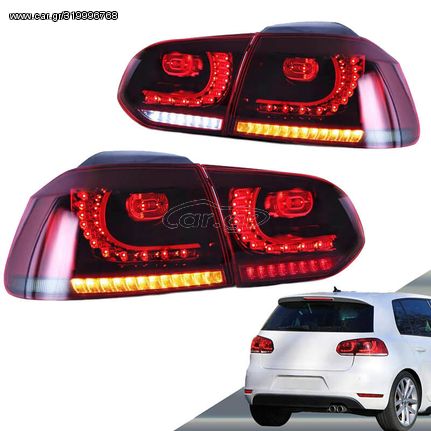 Πισινά Φανάρια Set Για Vw Golf VI (6) 08-12 Full Led GTI R20 Look Κόκκινο/Φιμέ VLand