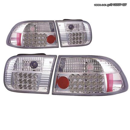 Πισινά Φανάρια Set Για Honda Civic 92-95 2D/4D Led Chrome Sonar