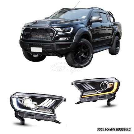 Εμπρόσθια Φανάρια Ford Ranger LED(T7/T8) 2016+Mustang Style