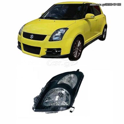 Φανάρι Μπροστινό Αριστερό Για Suzuki Swift 05-10 Μαύρο H4 Depo