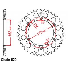 Γρανάζι πίσω Ergal Yamaha WR200/250