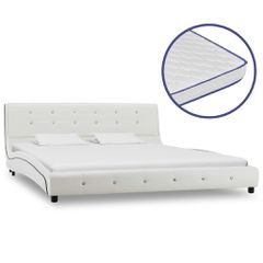 vidaXL Κρεβάτι Λευκό 160 x 200 εκ. Δερματίνη με Στρώμα Αφρού Μνήμης