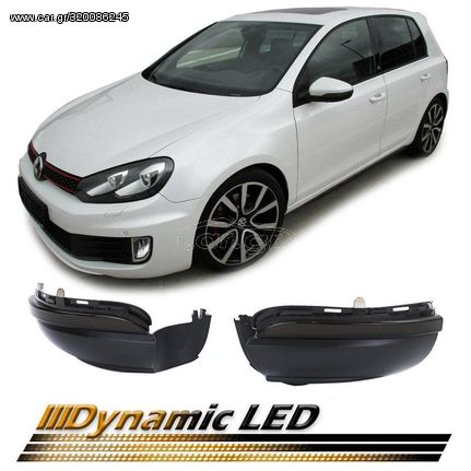 Φλας Καθρέπτη Για Vw Golf 6 VI 08-12 / Touran 10-15 Dynamic Led Canbus Φιμέ 2 Τεμάχια