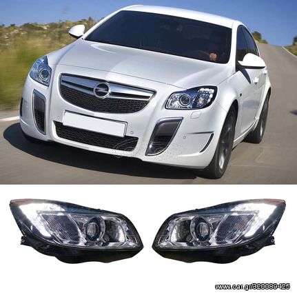 Μπροστινά Φανάρια Set Για Opel Insignia 08-12 TRU DRL Μαύρα H7 Carner