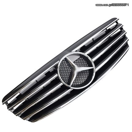 Μάσκα Για Mercedes-Benz E-Class W211 02-06 Amg Look Με 5 Γρίλιες Μαύρο/Χρώμιο 1 Τεμάχιο