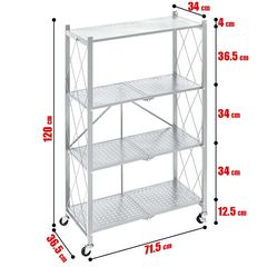 Τροχήλατο Πτυσσόμενο Ράφι 4 Επιπέδων 120x71 Λευκό