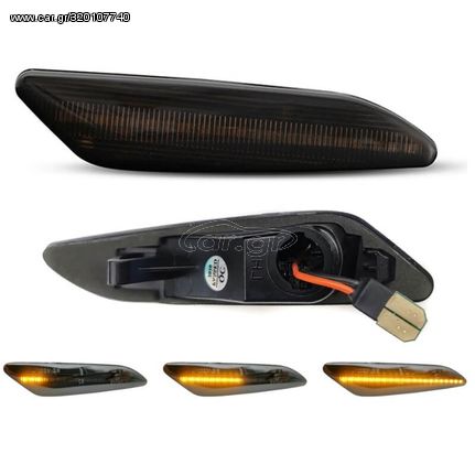 Πλαϊνά Φλας Φτερού Για Alfa Romeo 147 05-10 / 156 97-03 / Fiat Tipo 15+ Smoke Led Dynamic 2 Τεμάχια