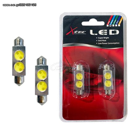 Λάμπες Led C5W SV8.5-8 41mm 12volt 2 HP-SMD 6000k X-Tec 2 Τεμάχια