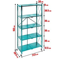 Τροχήλατο Πτυσσόμενο Ράφι 5 Επιπέδων 163x71cm Τυρκουάζ