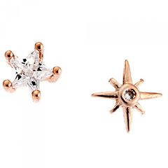 Σκουλαρίκια Γυναικεία SENZA ροζ επιχρυσωμένο ασήμι 925, αστέρι με ζιργκόν - SSR2650RG SSR2650RG
