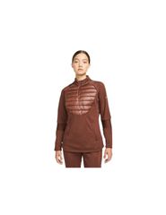 Nike Therma-Fit Χειμερινή Γυναικεία Μπλούζα Μακρυμάνικη με Φερμουάρ Καφέ DC9166-273