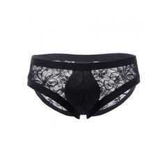 Floral Lace Briefs Black-thumb-3