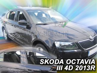 ΑΝΕΜΟΘΡΑΥΣΤΕΣ ΓΙΑ SKODA OCTAVIA III 5D LTB 2013+ ΣΕΤ ΑΥΤΟΚΙΝΗΤΟΥ ΑΠΟ ΕΥΚΑΜΠΤΟ ΦΙΜΕ ΠΛΑΣΤΙΚΟ HEKO - 4 ΤΕΜ.