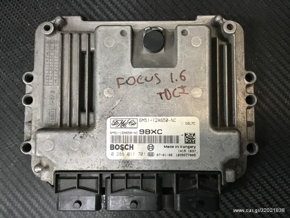 ΕΓΚΕΦΑΛΟΣ ΚΙΝΗΤΗΡΑ ΓΙΑ FORD FOCUS 1.6 TDCI, 0281011701, 6M51-12A650-NC, 9BXC