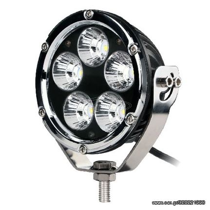 ΠΡΟΒΟΛΕΑΣ ΟΔΗΓΗΣΗΣ LED DRIVING LIGHTS ΧΡΩΜΙΟ/ΜΑΥΡΟ 10-32V 50W 3500lm 5 CREE LED ΣΤΡΟΓΓΥΛΟΣ (110 x 110 x 64 mm) M-TECH