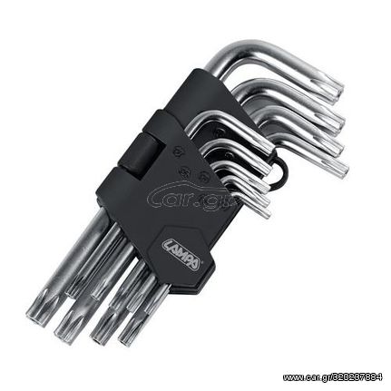 TORX ΚΛΕΙΔΙΑ 9 ΤΕΜΑΧΙΩΝ (T10/15/20/25/27/30/40/45/50)  ΧΡΩΜΙΟ-ΒΑΝΑΔΙΟ (CRV)