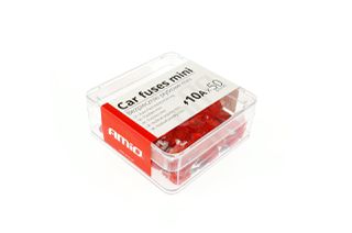AMiO – Πλακέ Ασφάλειες MINI 10A, αποτελεσματική προστασία των ηλεκτρικών κυκλωμάτων για σταθερή απόδοση των συστημάτων του οχήματος – 50 Τεμ. (02219/AM)