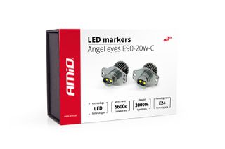 Amio – LED Λαμπάκια Angel Eyes 20W 340lm 5600K CANBUS για BMW Σειρά 3 E90 Sedan / E91 Station Wagon 2005-2008 για Καθαρό Λευκό Φως & Χωρίς Σφάλματα – Σετ 2 Τεμ. (01541/AM)