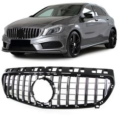 Κεντρική Μάσκα -  Γρίλιες γκριλ Σετ Sport grille εμπρός μάσκα μπροστινή σχάρα   μαύρο χρώμιο για Mercedes A Class W176 12-15