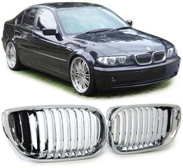 Σετ 2 τεμάχια  Κεντρική Μάσκα -  Γρίλιες γκριλ Σετ Sport grille εμπρός μάσκα μπροστινή σχάρα διπλή   chrome για BMW 3 SERIES E46 Sedan Touring
