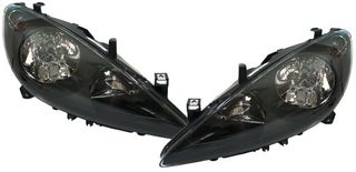 Σετ Φανάρια Εμπρός 2 X Μπροστινα Φανάρια -  ζεύγος Προβολείς μαύρο διαφανές γυαλί με ομίχλη για Peugeot 307