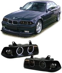 Σετ Φανάρια Εμπρός 2 X Μπροστινα Φανάρια -  ζεύγος Προβολείς CCFL Angel Eyes μαύρο για BMW 3 SERIES E36 Coupe Cabrio