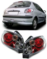 Σετ Φανάρια Πίσω 2 X  Πίσω Φανάρια -  ζεύγος Πίσω φώτα  Διαφανές γυαλί πίσω φώτα χρώμιο νέο για Peugeot 206