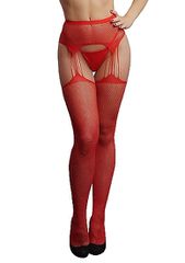 Ζαρτιέρες Suspender Rhinestone Pantyhose - Κόκκινες
