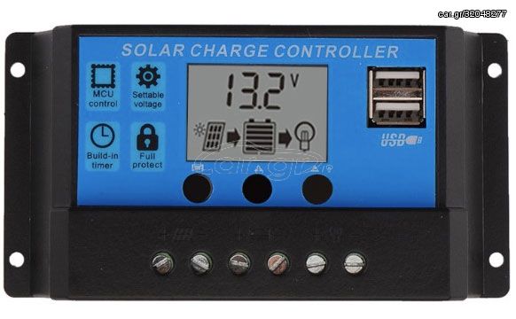 PWM 10A Dual USB Solar Panel Battery Regulator Charge Controller 12V 24V