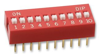 Slide Type Switch 2.54mm - 10 Position Way DIP Red